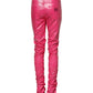 Pink Cotton High Waisted Skinny Denim Jeans