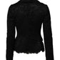 Black Floral Lace Cotton Collared Jacket