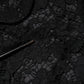 Black Floral Lace Cotton Collared Jacket