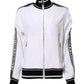 White Viscose Logo Women Full Zip Jacket