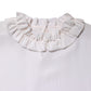 White Ruffled Neckline Blouse Pullover Top