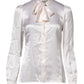 White Ascot Collar Long Sleeve Blouse Top
