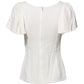 White Round Neck Short Sleeves Blouse Top