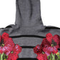 Gray Floral Embroidery Pullover Sweater