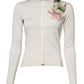 White Silk Lily Embellished Cardigan Sweater