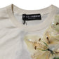 White Silk Lily Embellished Pullover Sweater