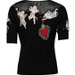 Black Sacred Heart Embroidered Crewneck Top