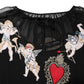 Black Sacred Heart Embroidered Crewneck Top