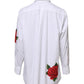 White Rose Embroidery Collared Shirt Top