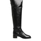 Black Leather Buckled High Boots Shoes