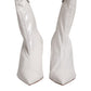 White Stiletto Heels Mid Calf Boots Shoes