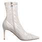 White Stiletto Heels Mid Calf Boots Shoes