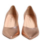 Pink Leather Pumps Stiletto Heels Slip On Shoes