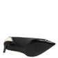 White Black Leather Pointed Toe Heels Shoes