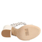 White Block Heeled Studded Quarter Strap Sandals Shoes