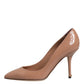 Beige Patent Leather Stiletto Heel Pump Shoes