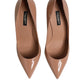 Beige Patent Leather Stiletto Heel Pump Shoes
