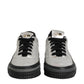 Silver Leather Lace Up Low Top Sneakers Shoes