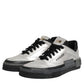 Silver Leather Lace Up Low Top Sneakers Shoes