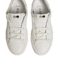 White Leather Low Top Lace Up Sneakers Shoes