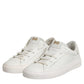 White Leather Low Top Lace Up Sneakers Shoes