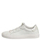 White Leather Low Top Lace Up Sneakers Shoes