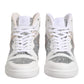 White Silver High Top Women Sneakers Shoes
