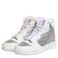 White Silver High Top Women Sneakers Shoes