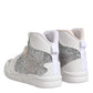 White Silver High Top Women Sneakers Shoes