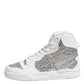White Silver High Top Women Sneakers Shoes
