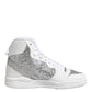 White Silver High Top Women Sneakers Shoes
