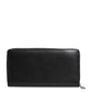 Black Leather Logo Plaque Zip Around Continental Wallet