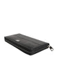 Black Leather Logo Plaque Zip Around Continental Wallet