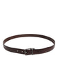 Brown Classic Silver Metal Logo Buckle Belt