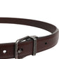 Brown Classic Silver Metal Logo Buckle Belt