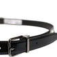 Black Embellished Metal Logo Buckle Belt