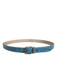 Blue Leather Classic Gold Metal Buckle Belt