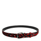 Black Red Leopard Silver Metal Buckle Belt