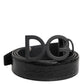 Black Leather Classic Metal DG Buckle Belt
