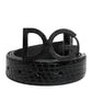 Black Leather Classic Metal DG Buckle Belt