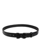 Black Leather Classic Metal DG Buckle Belt
