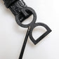 Black Leather Classic Metal DG Buckle Belt