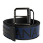 Blue Black Polyester Metal Buckle Belt