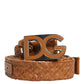 Brown Braided Metal DG Logo Buckle Belt
