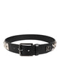 Black Leather Studded DG Metal Buckle Belt
