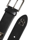 Black Leather Studded DG Metal Buckle Belt