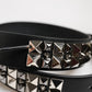 Black Leather Studded DG Metal Buckle Belt