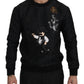 Elegant Embroidered Black Brocade Sweater