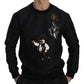 Elegant Embroidered Black Brocade Sweater