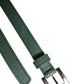 Dark Green Leather Silver Metal Buckle Belt